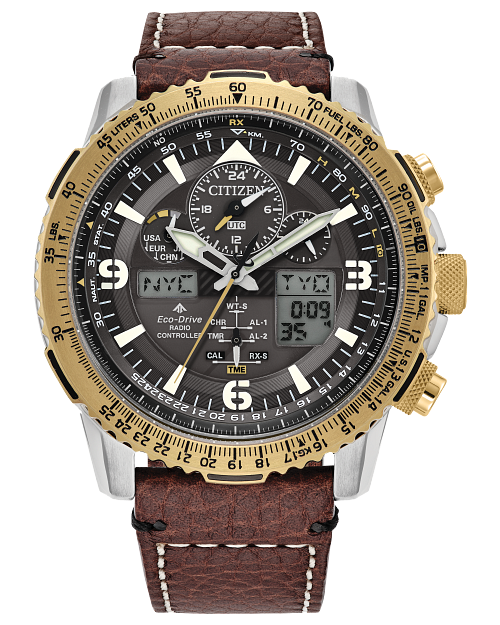 Promaster Skyhawk A T Gray Dial Leather Strap JY8084 09H CITIZEN
